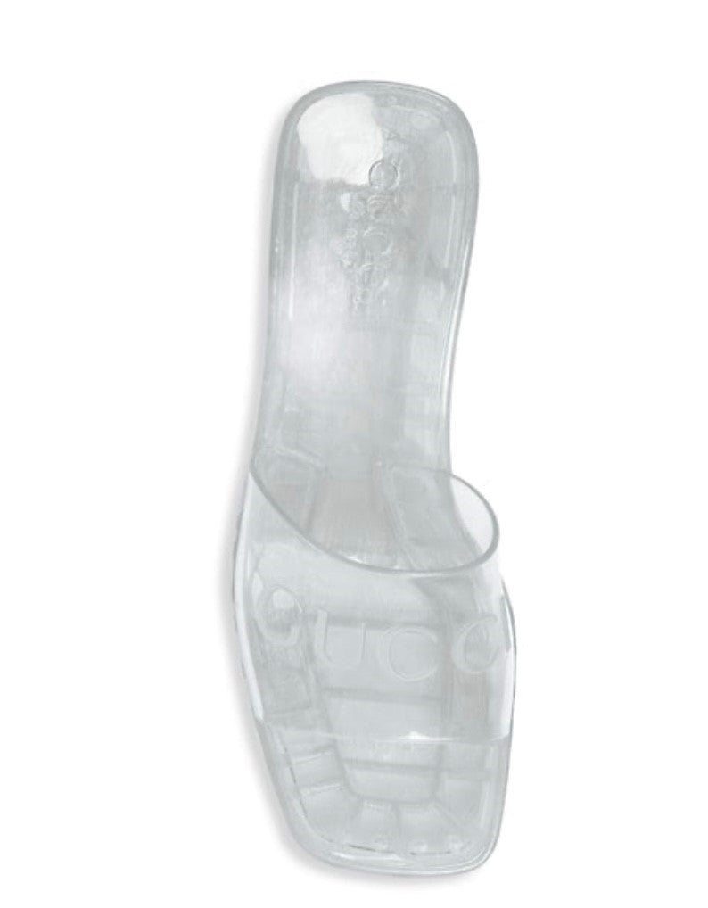 GUCCI CLEAR RUBBER PLATFORM SANDALS