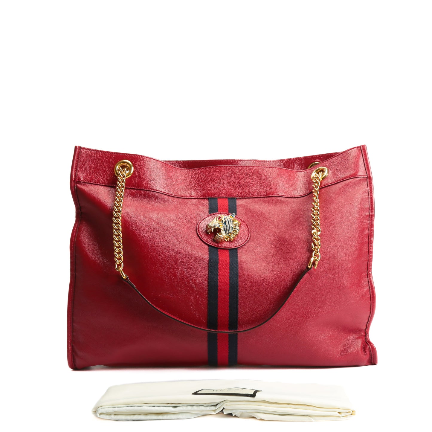 GUCCI Large Leather Rajah Tote w/Pouch Red