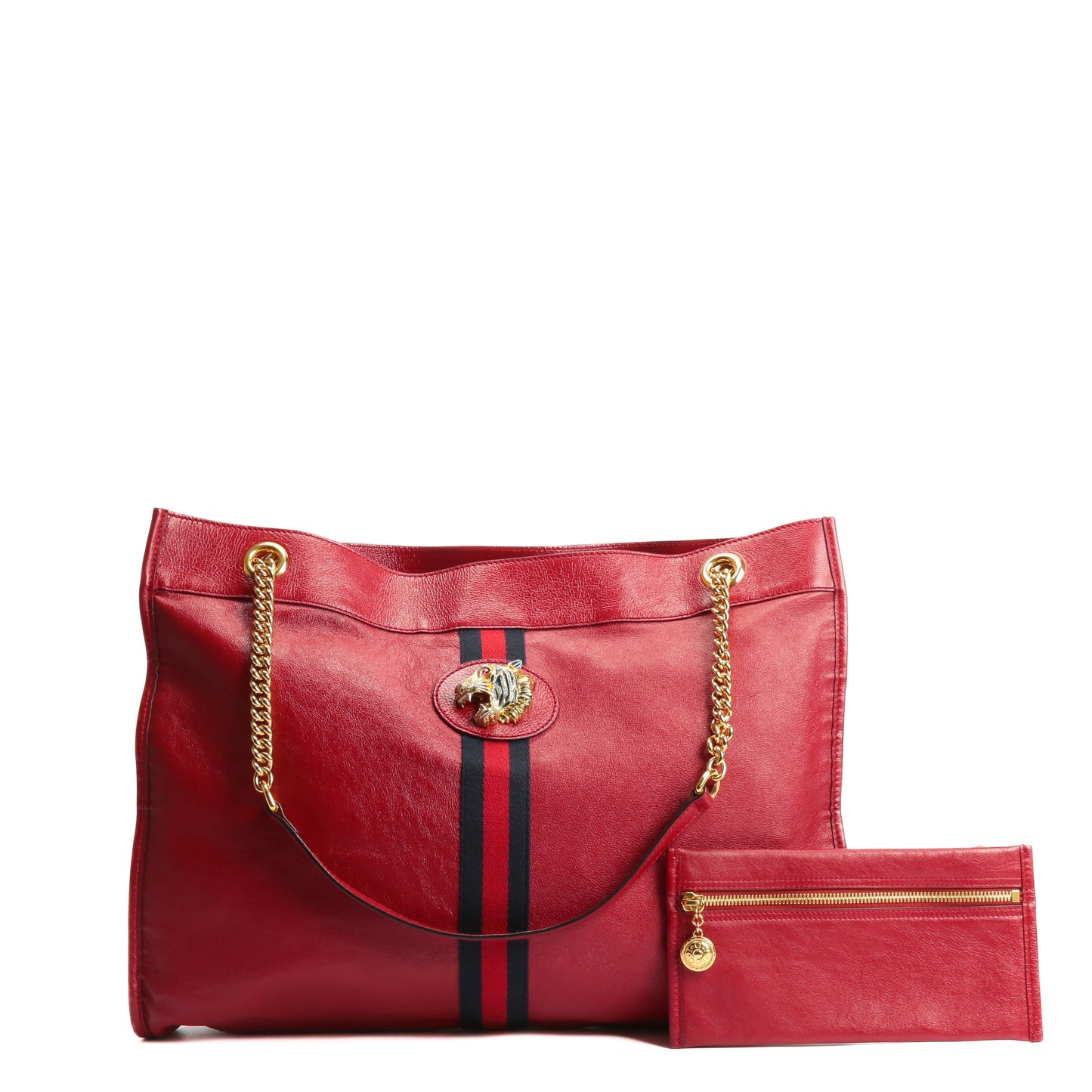 GUCCI Large Leather Rajah Tote w/Pouch Red