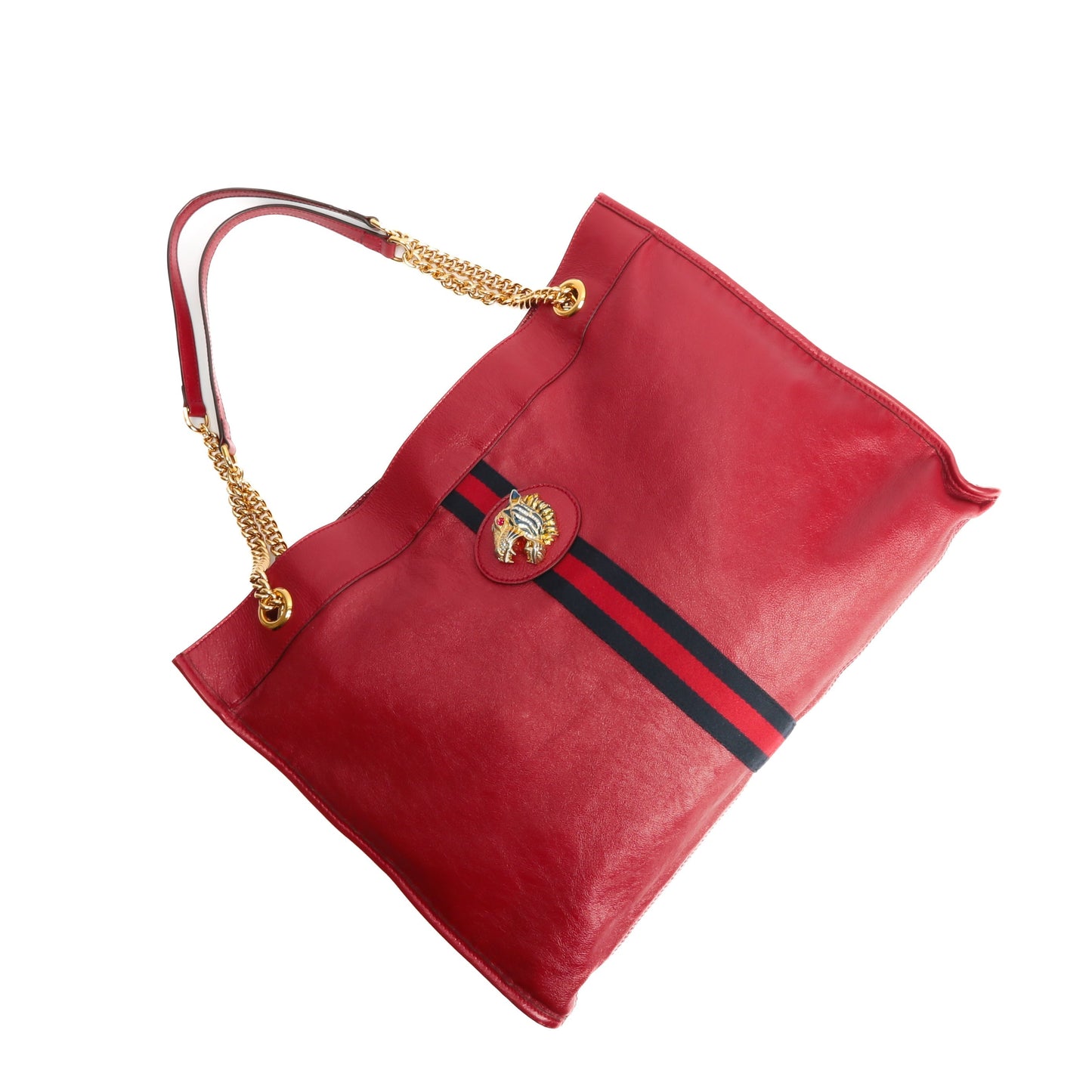 GUCCI Large Leather Rajah Tote w/Pouch Red