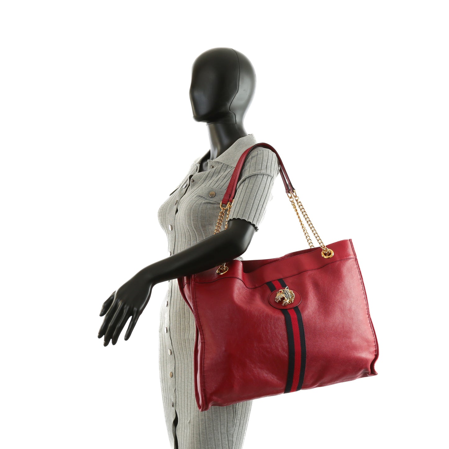 GUCCI Large Leather Rajah Tote w/Pouch Red