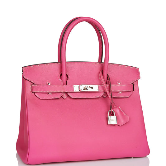 Pre-owned Hermes Birkin 30 Rose Tyrien Candy Epsom Palladium Hardware