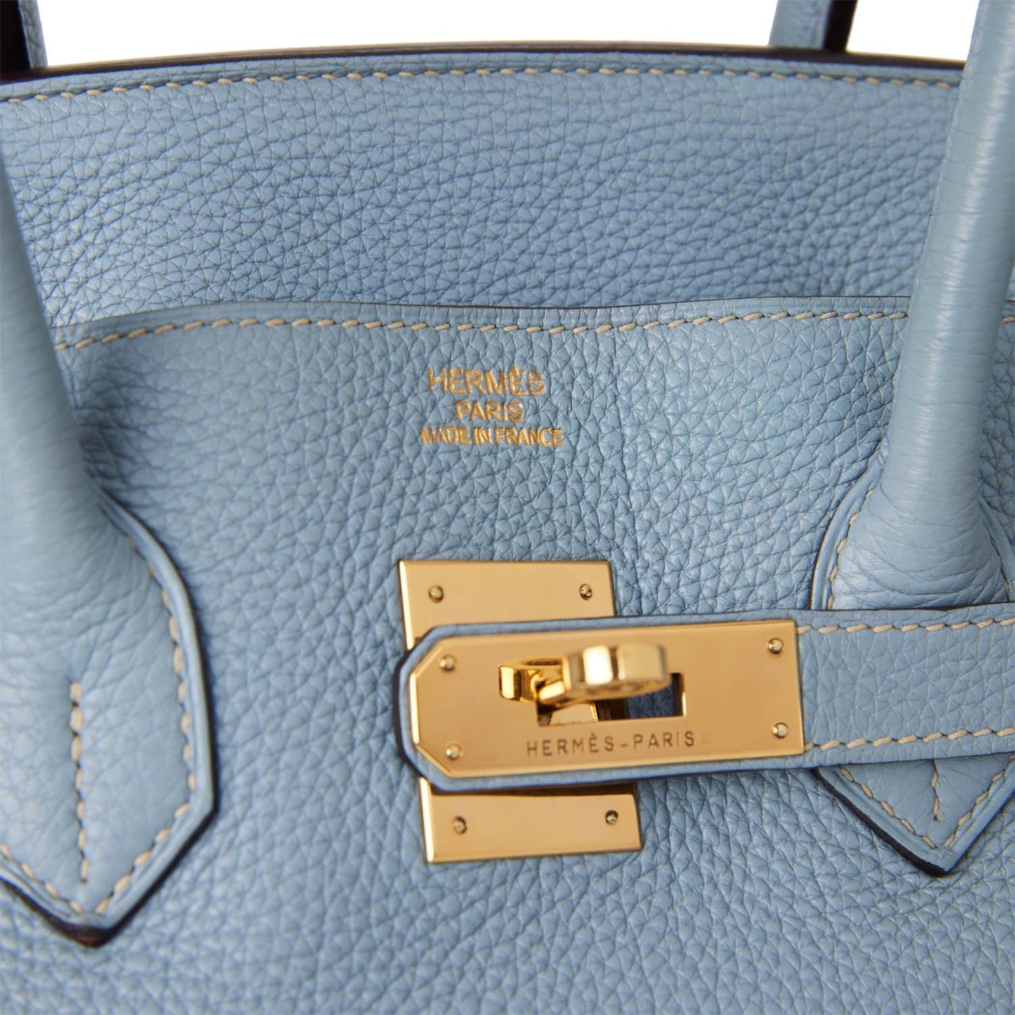 Pre-owned Hermes Birkin 35 Bleu Lin Togo Gold Hardware