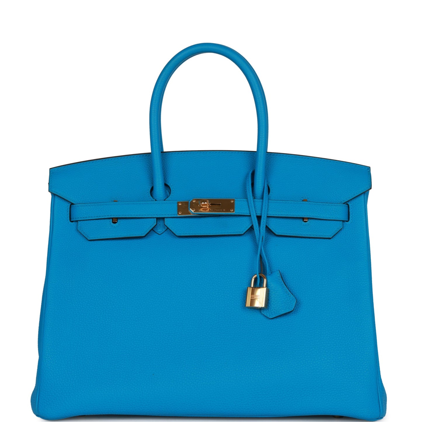 Pre-owned Hermes Birkin 35 Bleu Zanzibar Togo Gold Hardware