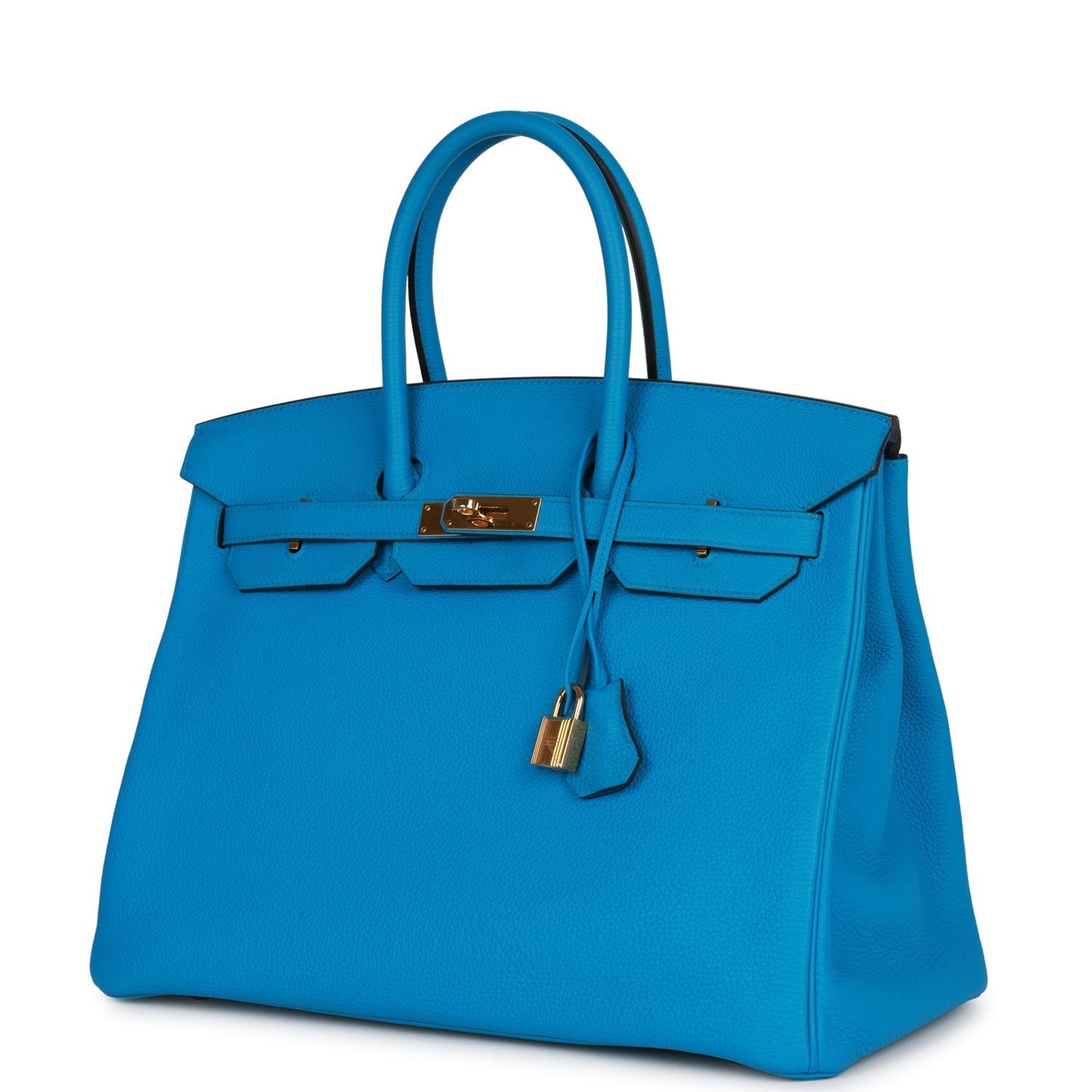 Pre-owned Hermes Birkin 35 Bleu Zanzibar Togo Gold Hardware