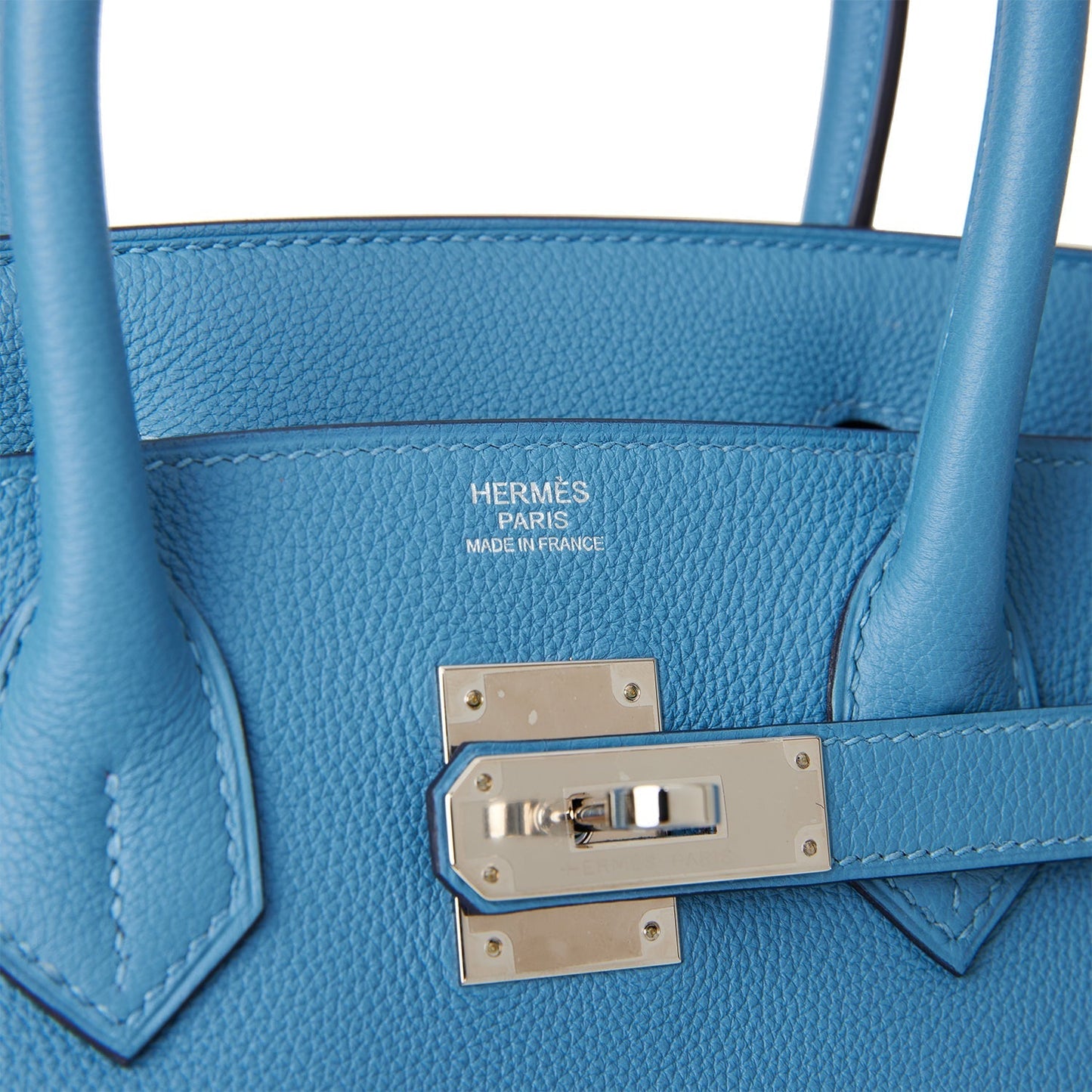 Pre-owned Hermes Birkin 30 Bleu Azur Togo Palladium Hardware