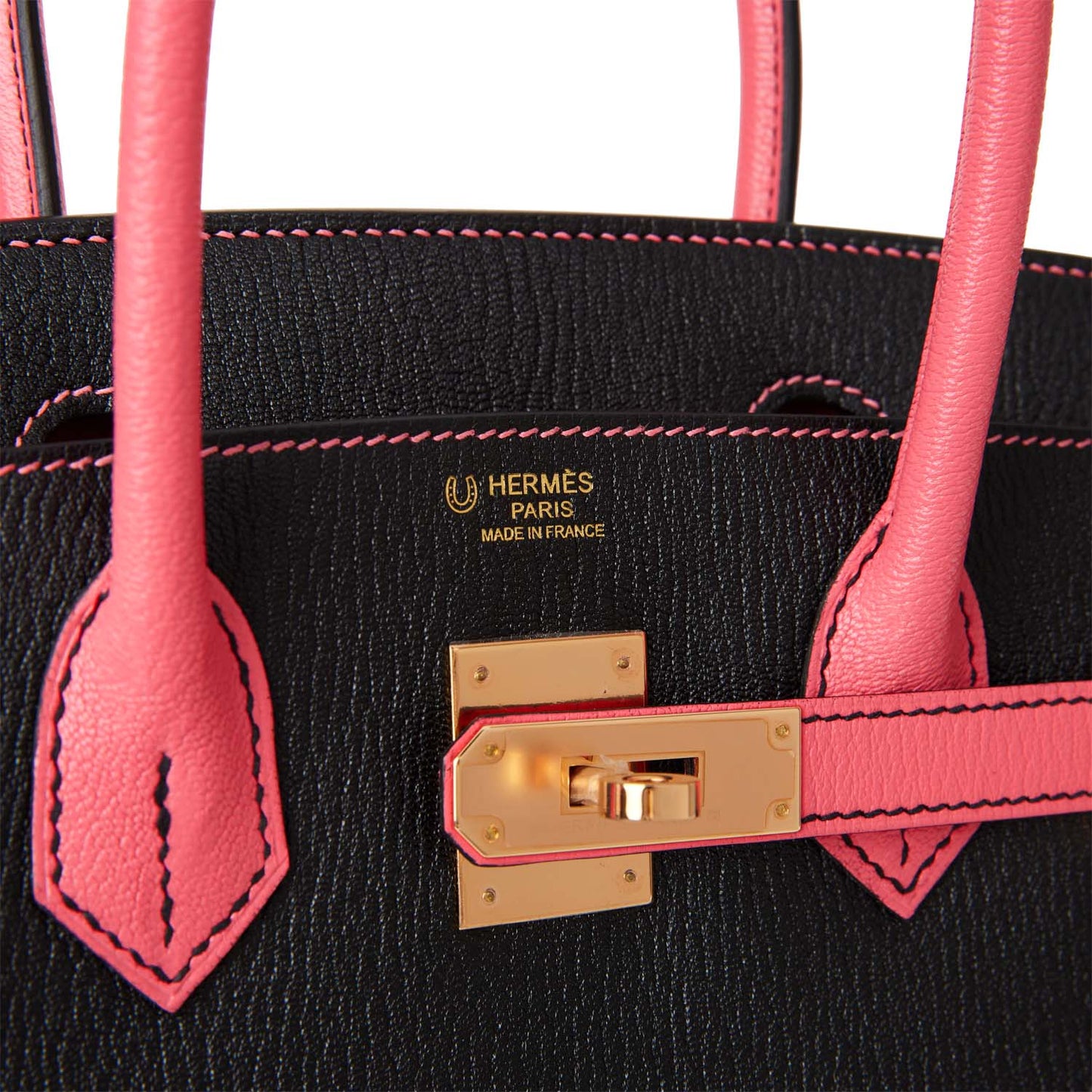 Hermes Special Order (HSS) Birkin 30 Black and Rose Azalee Chevre Rose Gold Hardware