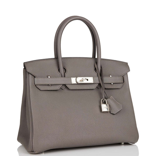 Pre-owned Hermes Birkin 30 Etain Togo Palladium Hardware