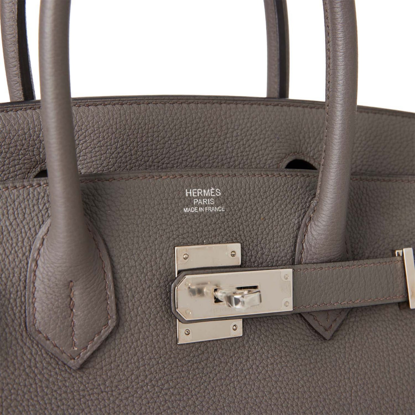 Pre-owned Hermes Birkin 30 Etain Togo Palladium Hardware