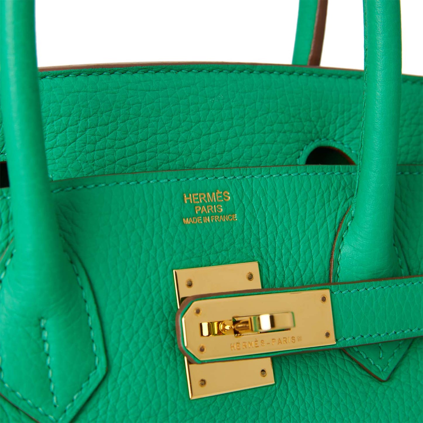 Pre-owned Hermes Birkin 30 Menthe Clemence Gold Hardware