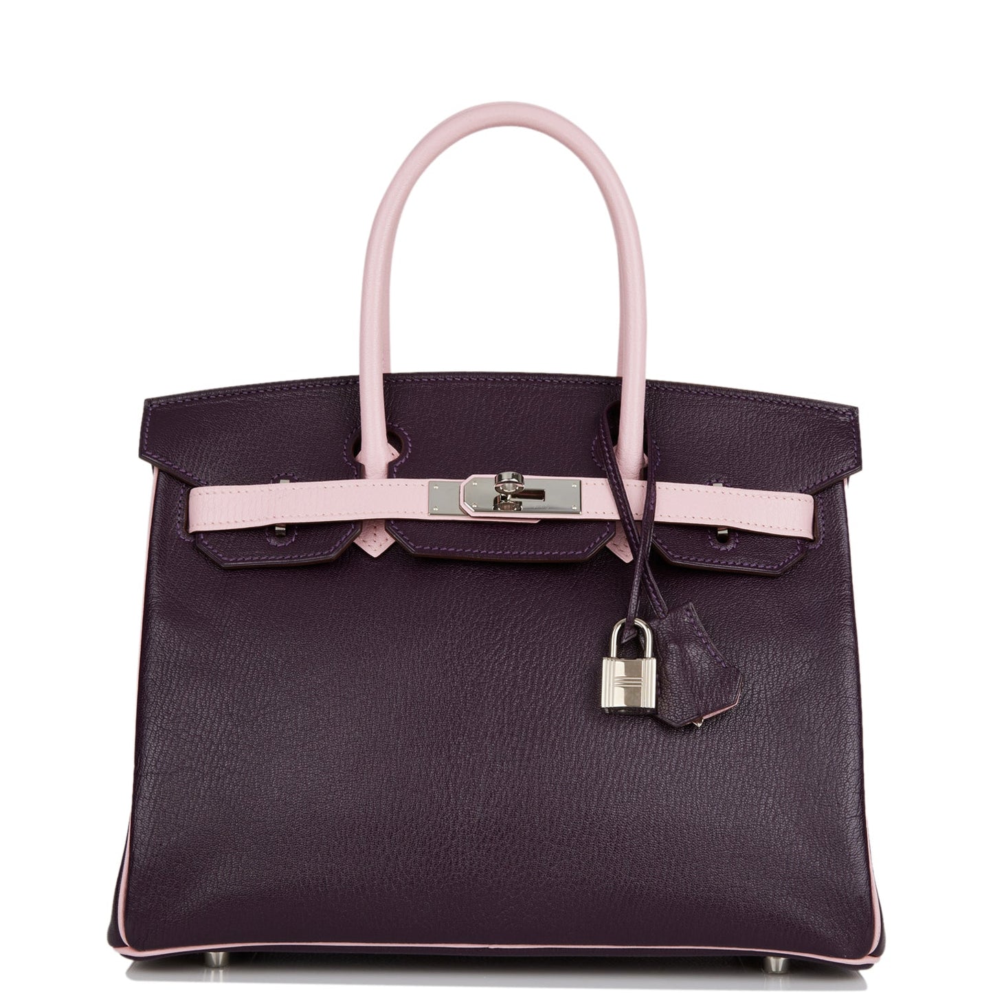 Hermes Special Order (HSS) Birkin 30 Raisin and Rose Sakura Chevre Palladium Hardware