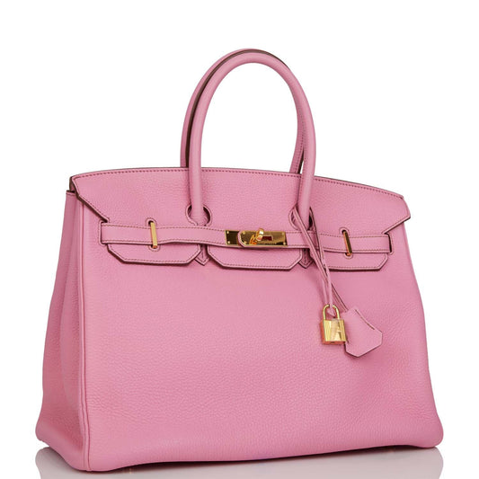 Pre-owned Hermes Birkin 35 Bubblegum Togo Gold Hardware