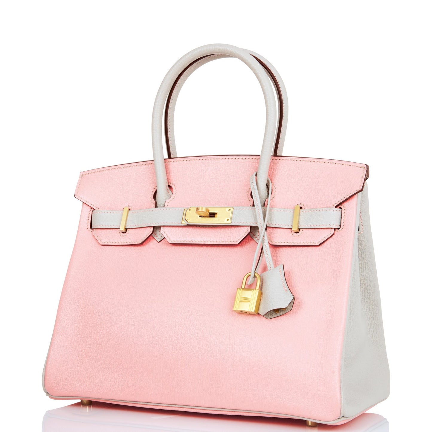 Hermes Special Order (HSS) Birkin 30 Rose Sakura and Gris Perle Chevre Brushed Gold Hardware