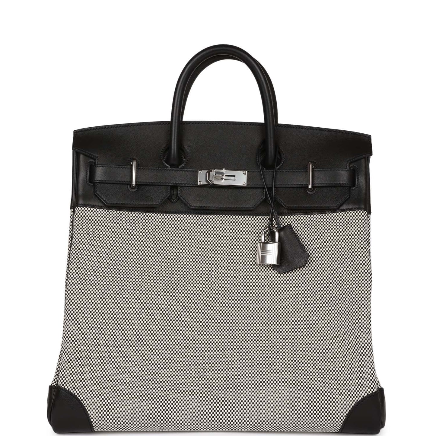 Hermes Birkin 40 HAC Black Evercolor and Toile Palladium Hardware