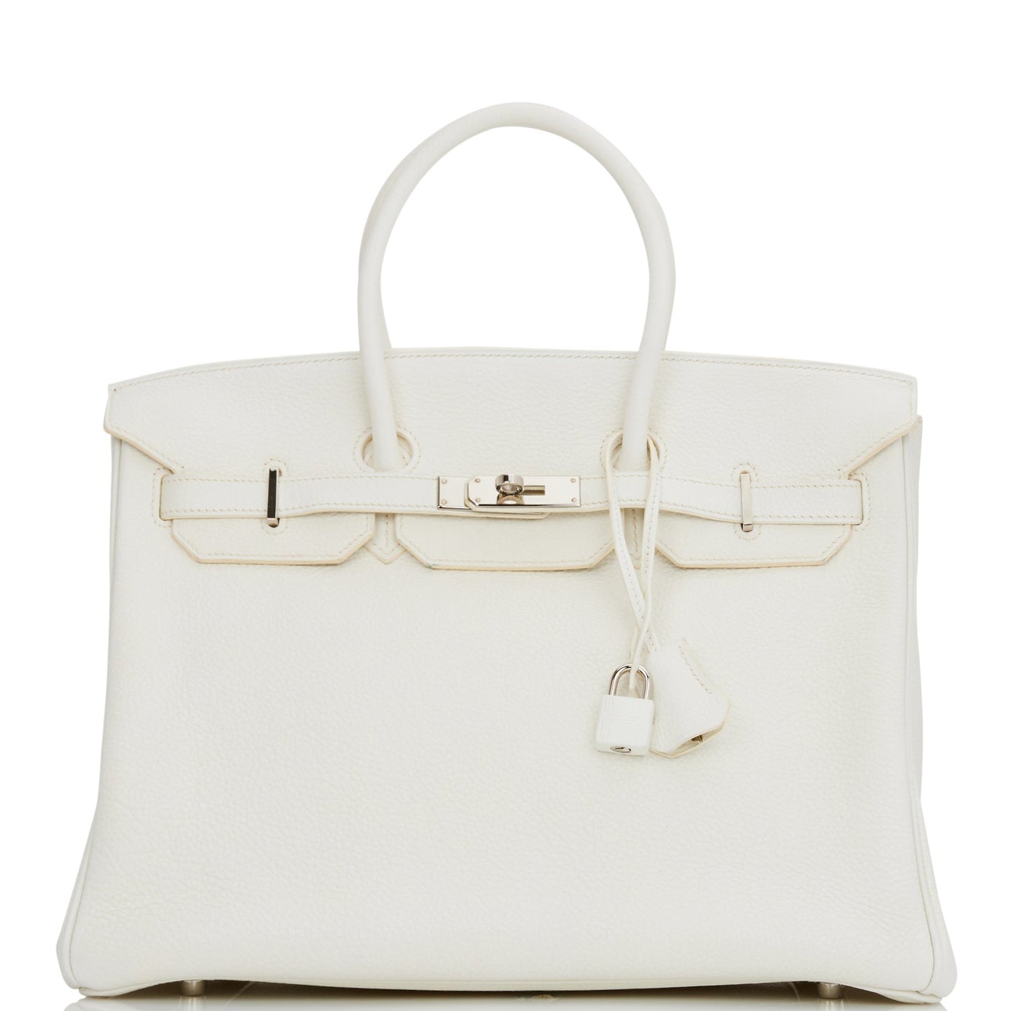 Pre-owned Hermes Birkin 35 White Clemence Palladium Hardware