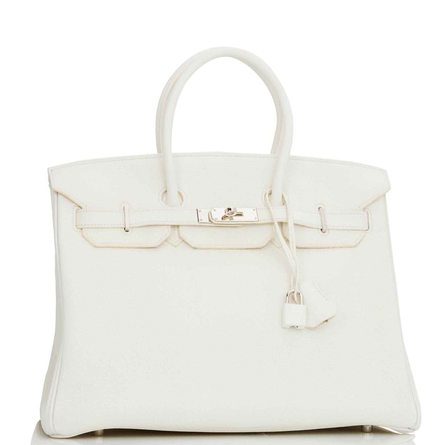 Pre-owned Hermes Birkin 35 White Clemence Palladium Hardware