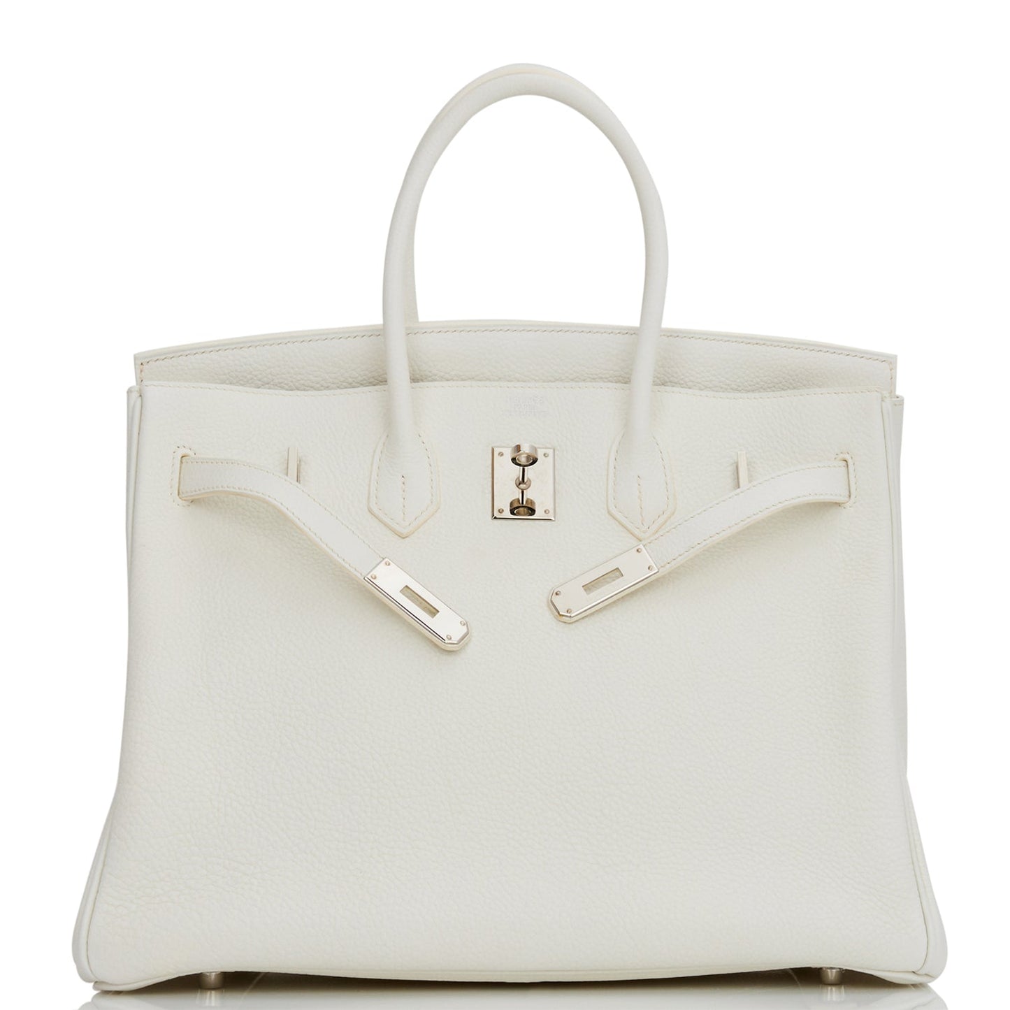 Pre-owned Hermes Birkin 35 White Clemence Palladium Hardware