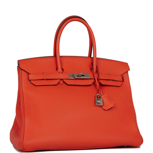 Pre-owned Hermes Birkin 35 Capucine Togo Palladium Hardware