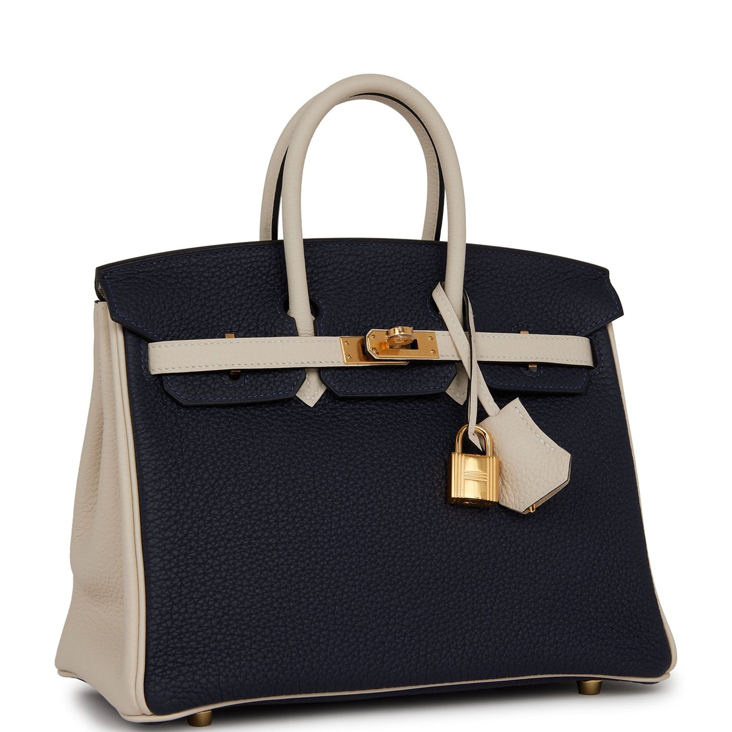 Hermes Special Order (HSS) Birkin 25 Bleu Nuit and Craie Togo Gold Hardware