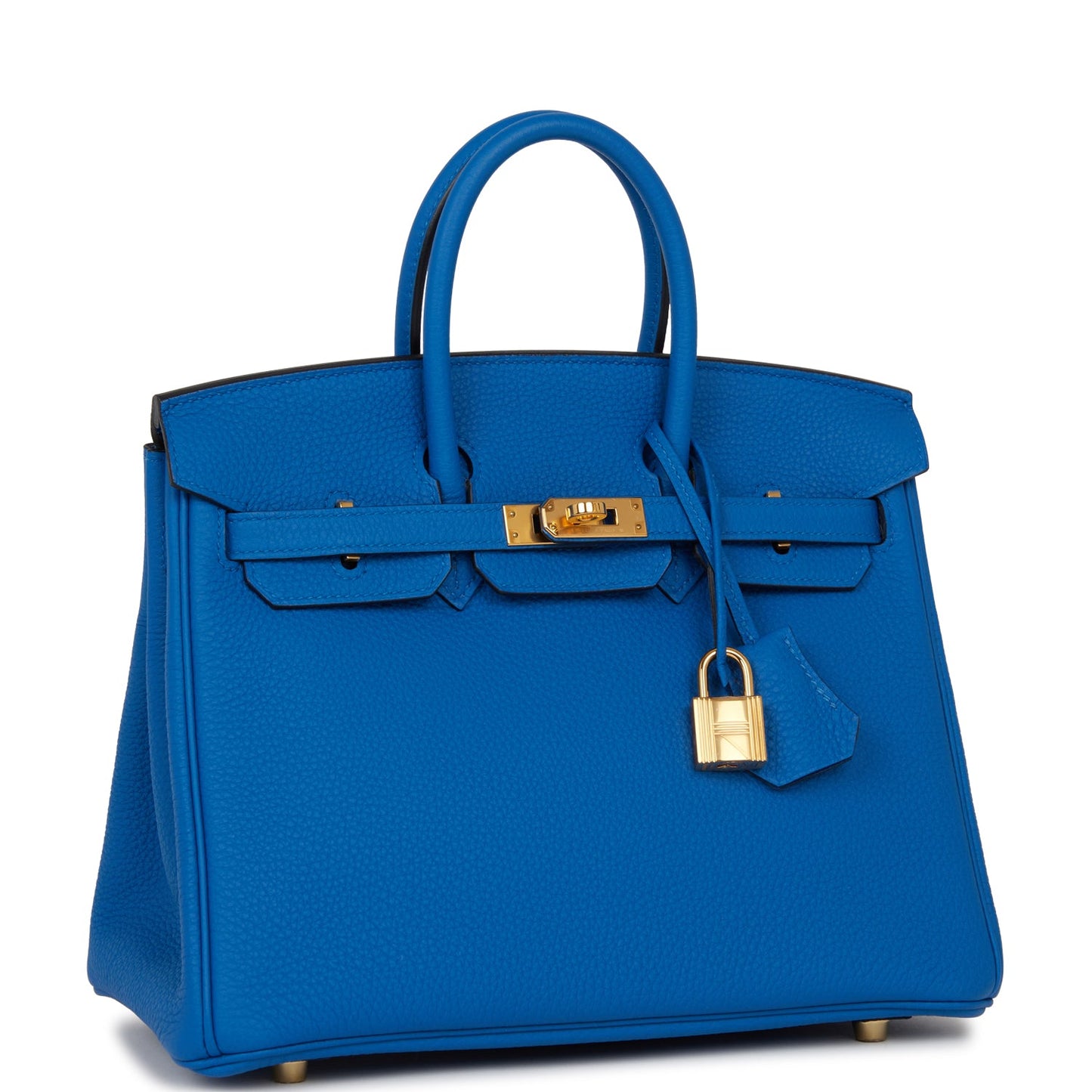 Pre-owned Hermes Birkin 25 Bleu Zellige Togo Gold Hardware