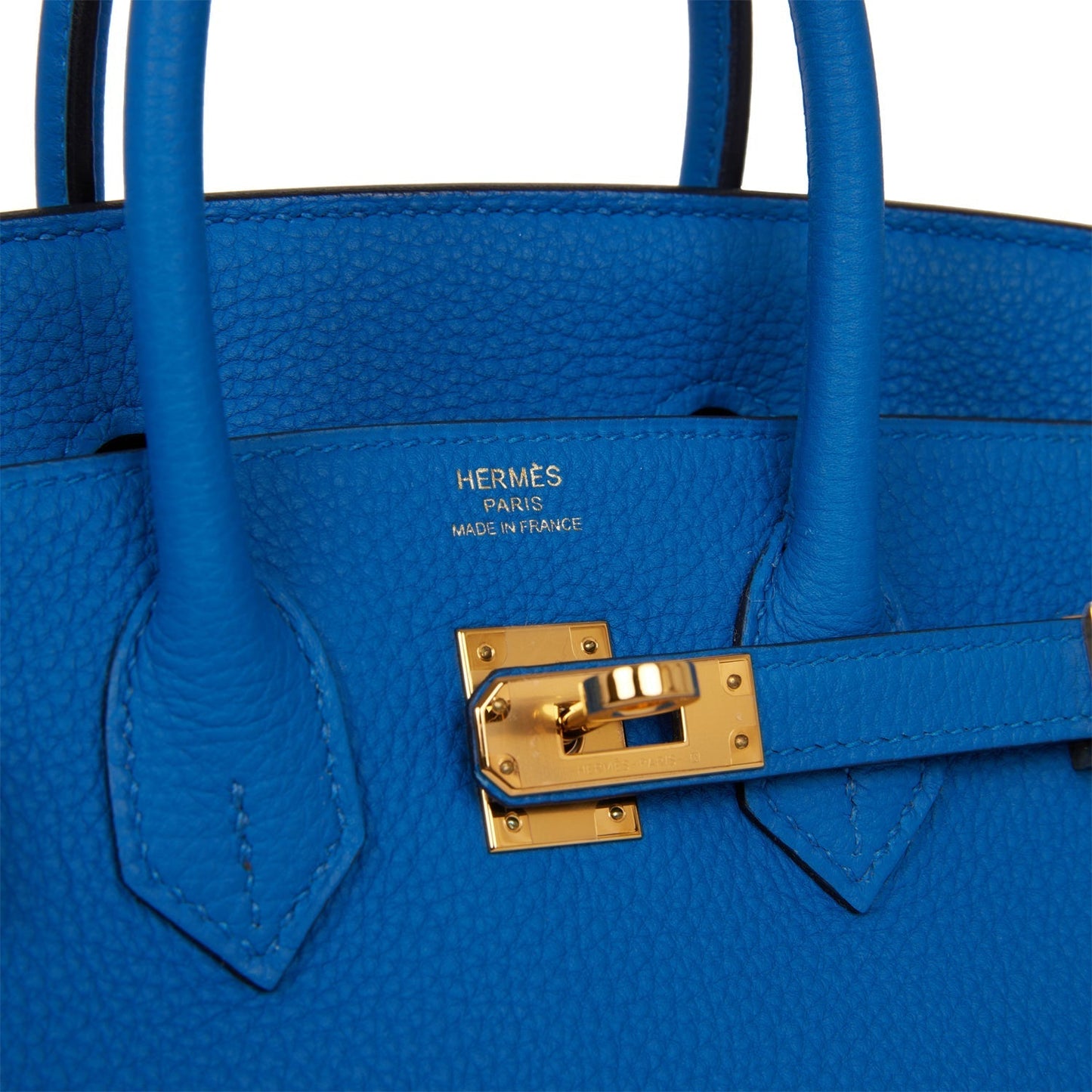 Pre-owned Hermes Birkin 25 Bleu Zellige Togo Gold Hardware