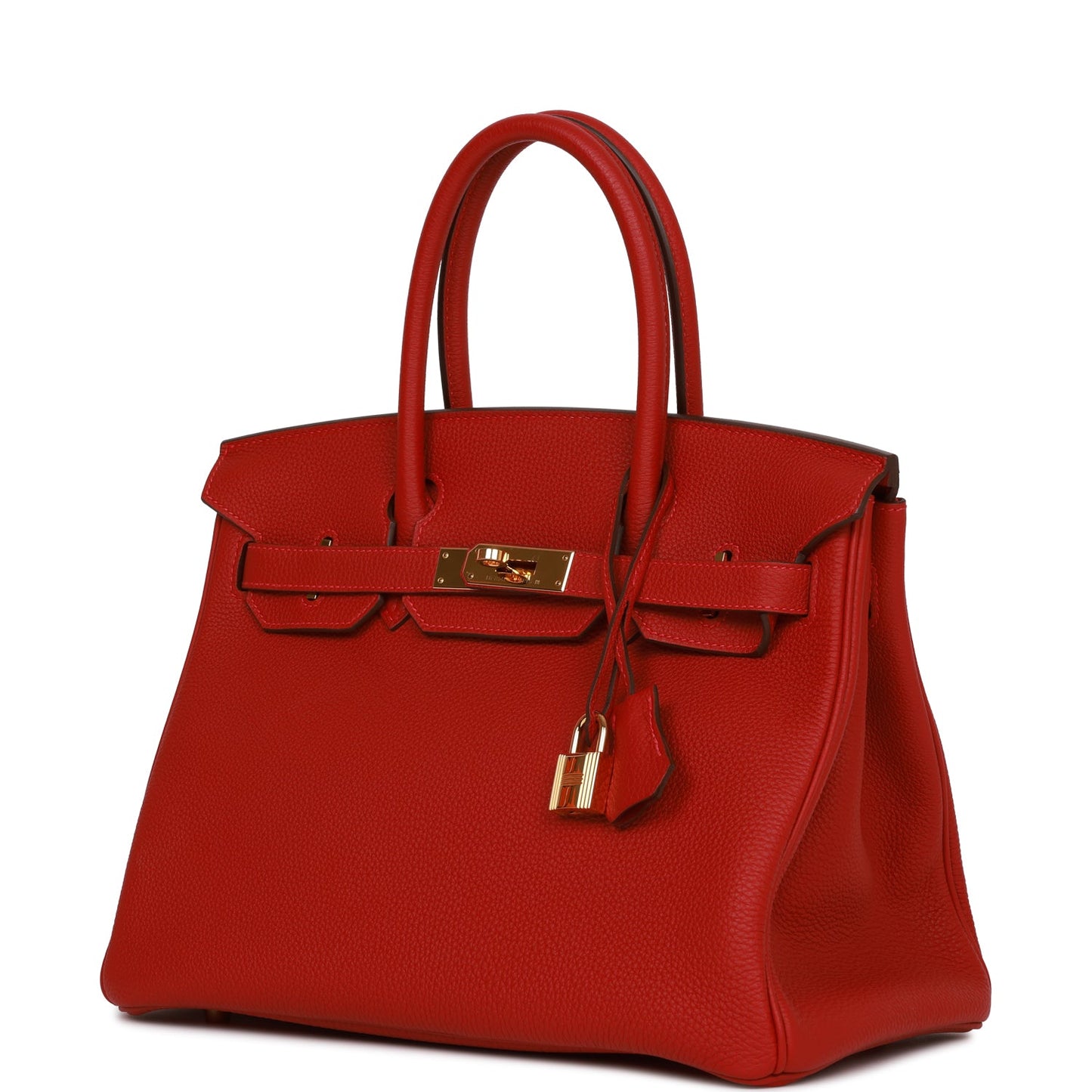 Pre-owned Hermes Birkin 30 Rouge Vif Togo Gold Hardware