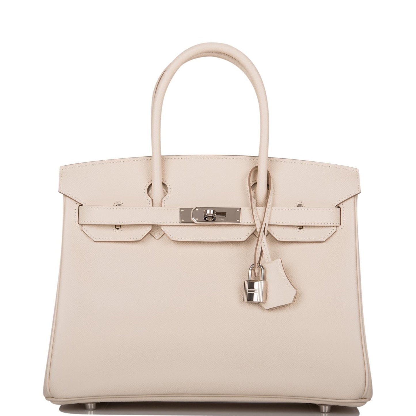 Pre-owned Hermes Birkin 30 Craie Epsom Palladium Hardware