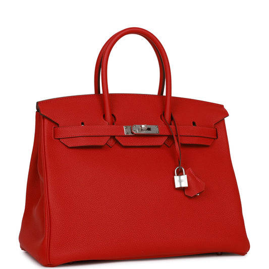 Hermes Birkin 35 Rouge Casaque Togo Palladium Hardware