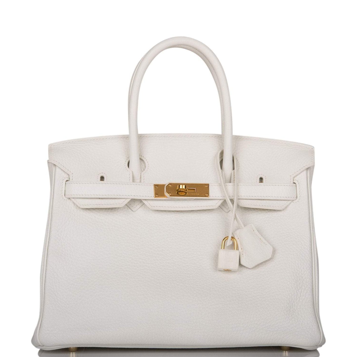 Hermes White Clemence Birkin 30cm Gold Hardware (Preloved - Excellent to Mint)