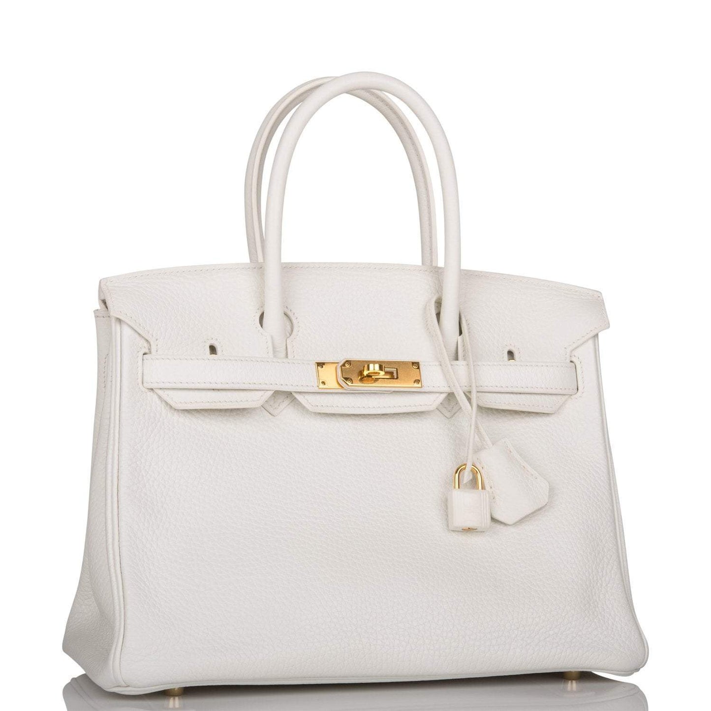 Hermes White Clemence Birkin 30cm Gold Hardware (Preloved - Excellent to Mint)