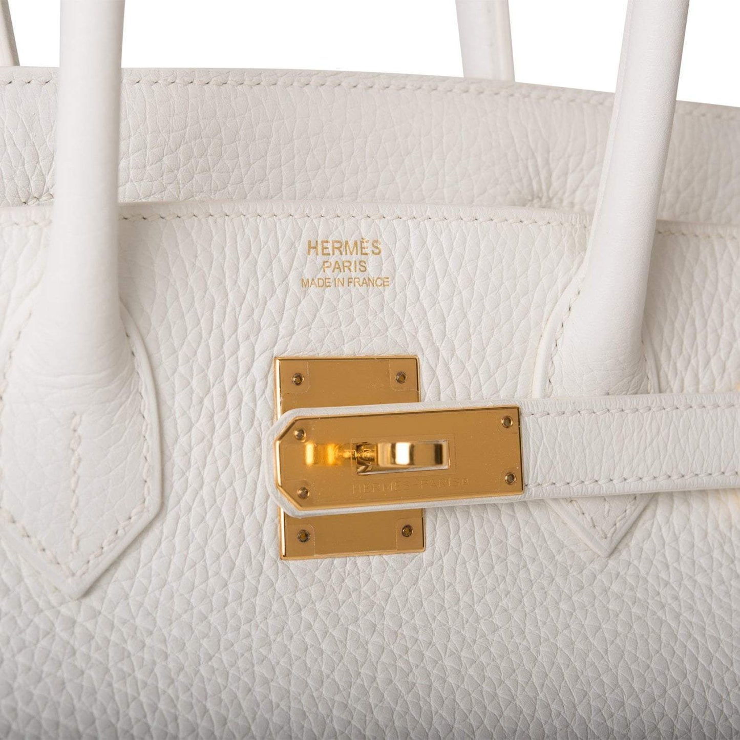 Hermes White Clemence Birkin 30cm Gold Hardware (Preloved - Excellent to Mint)