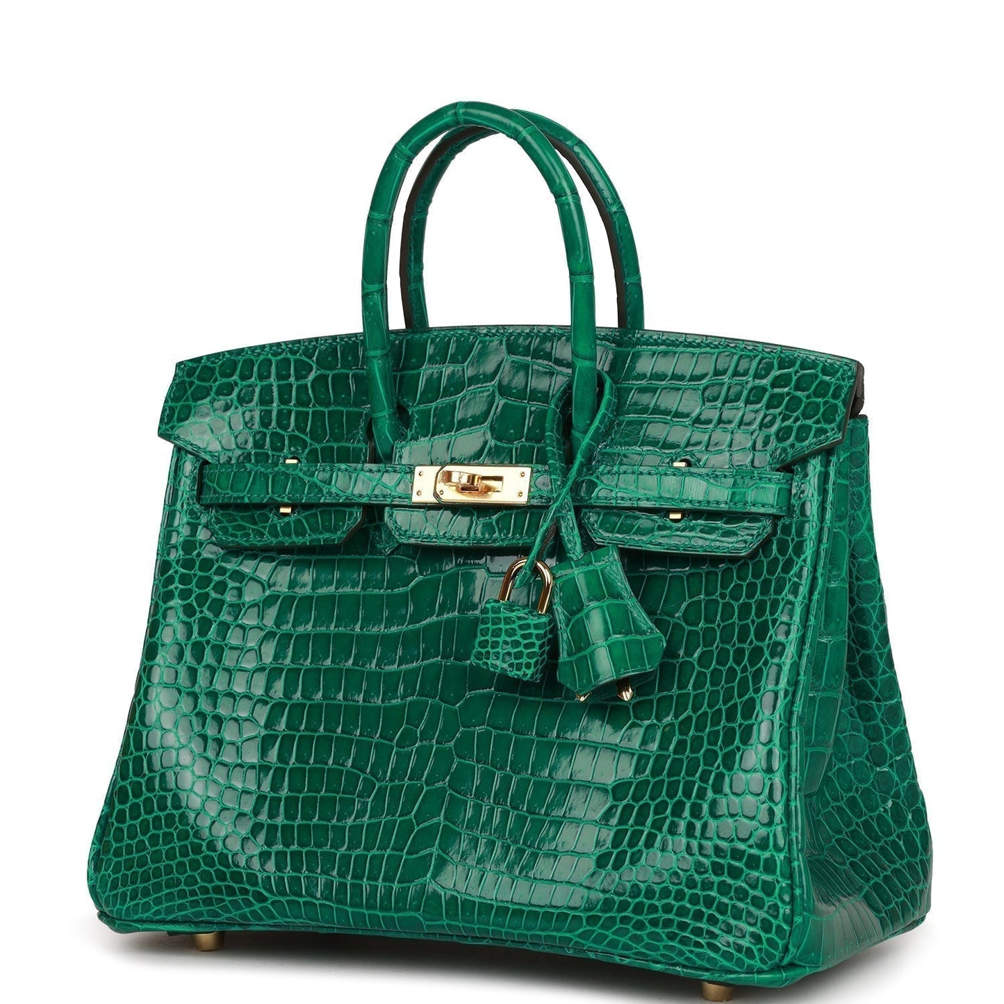 Hermes Special Order (HSS) Birkin 25 Emerald Shiny Porosus Crocodile Gold Hardware