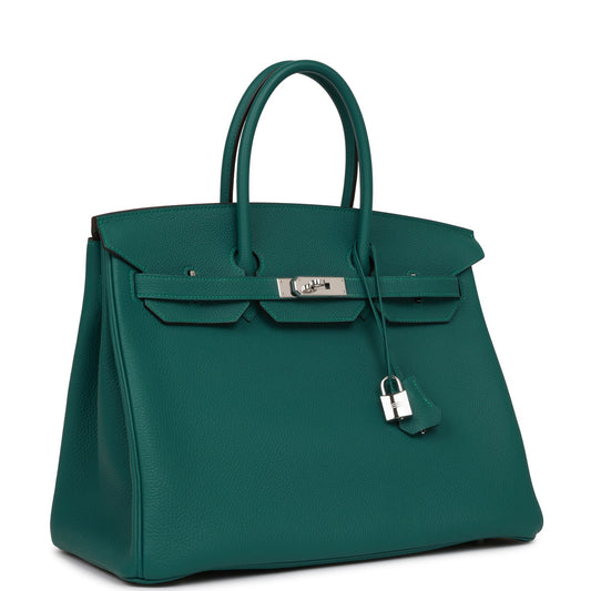 Pre-owned Hermes Birkin 35 Malachite Togo Palladium Hardware - Deposit