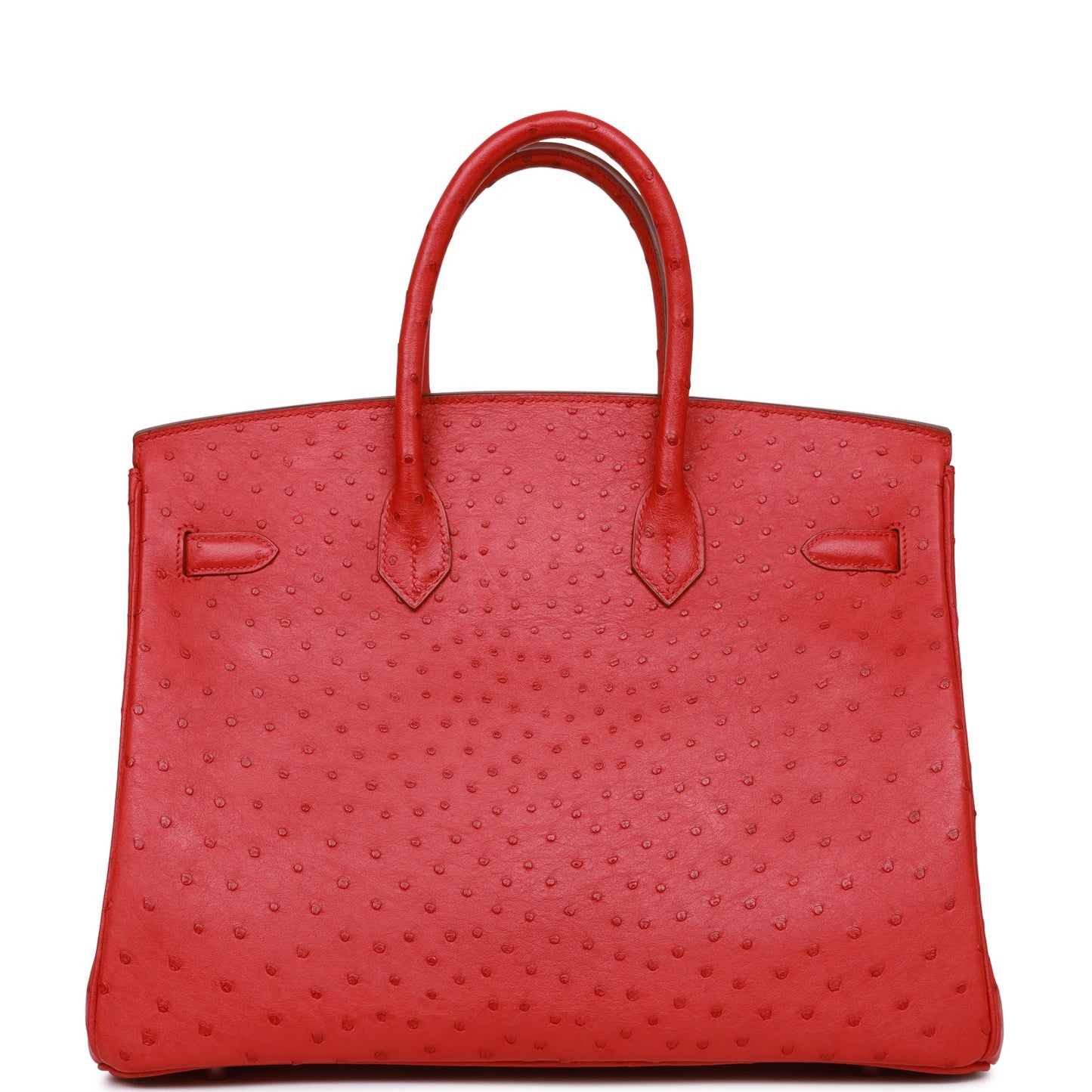 Pre-owned Hermes Birkin 35 Rouge Vif Ostrich Palladium Hardware