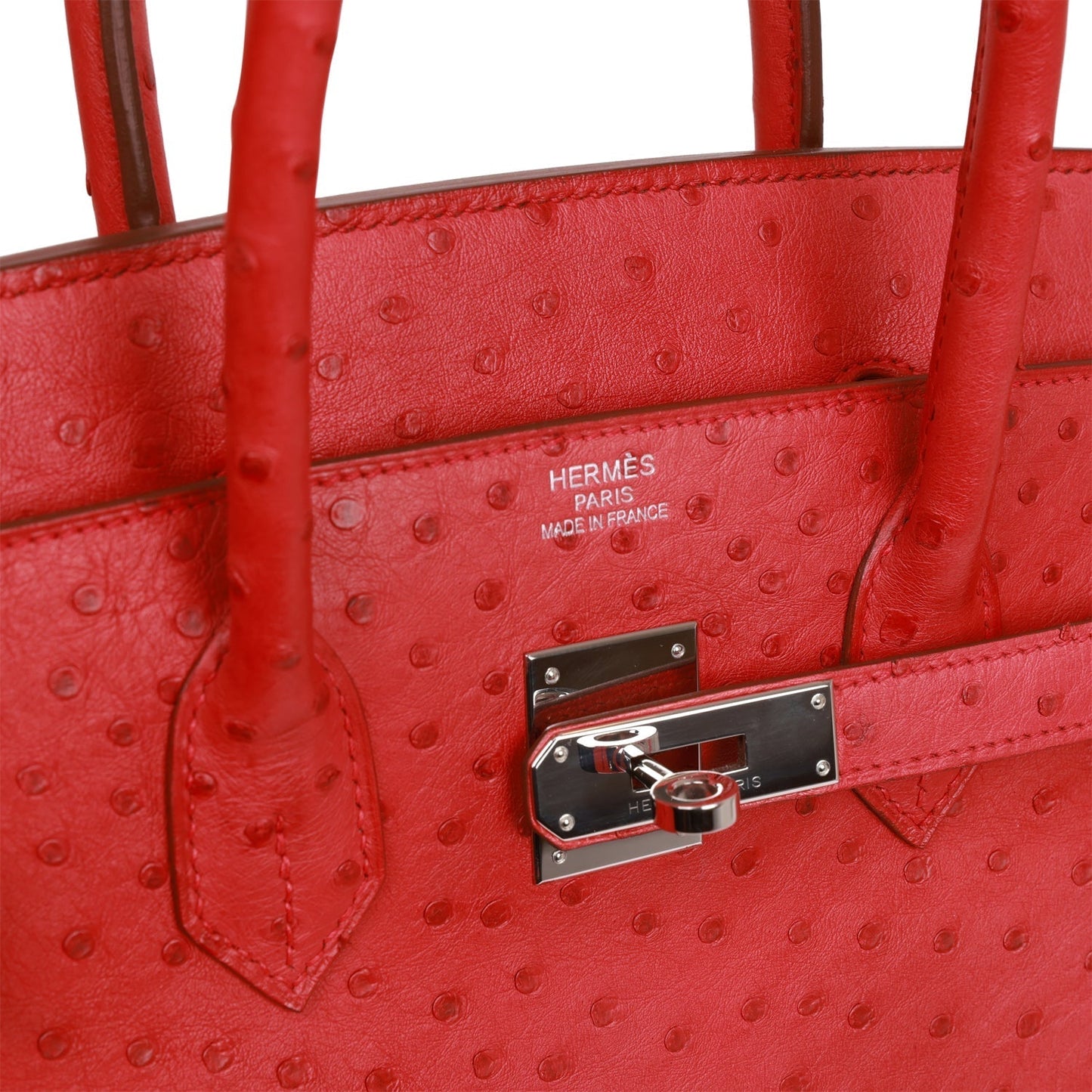 Pre-owned Hermes Birkin 35 Rouge Vif Ostrich Palladium Hardware