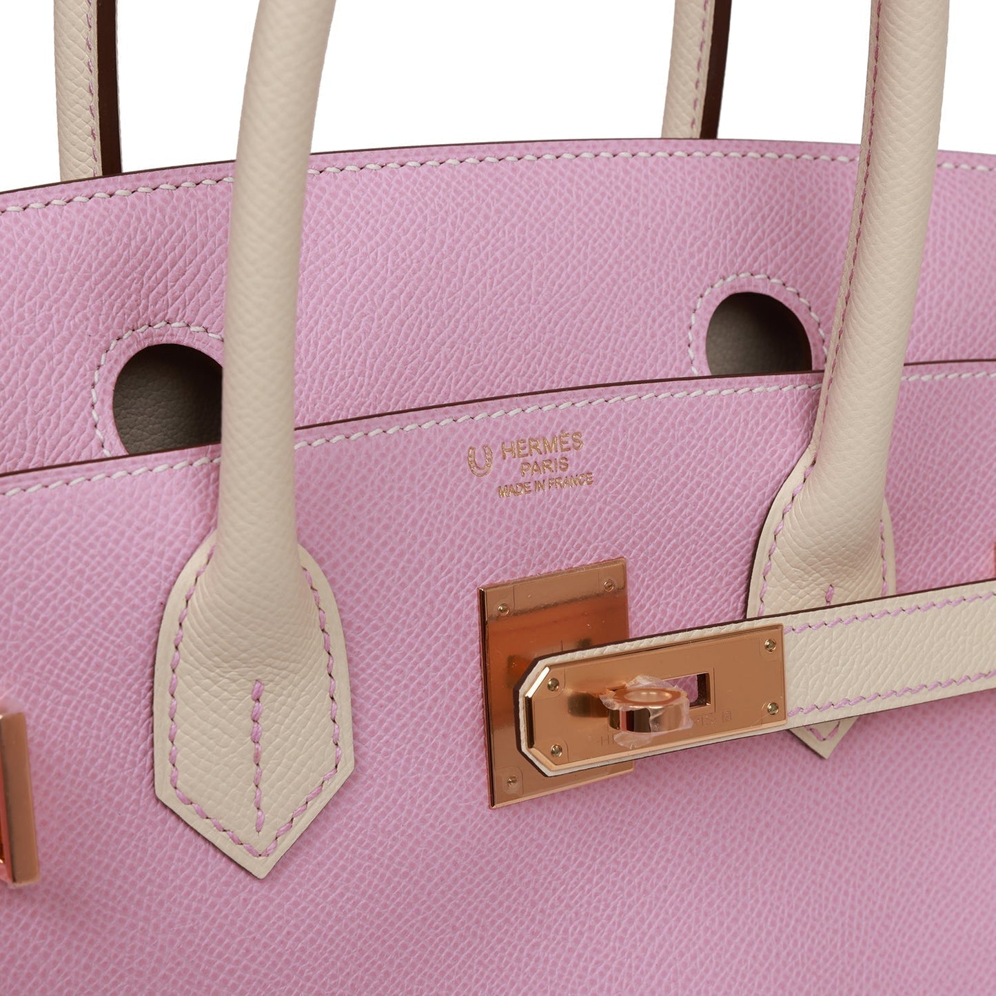 Hermes Special Order (HSS) Birkin 30 Mauve Sylvestre and Craie Epsom Rose Gold Hardware