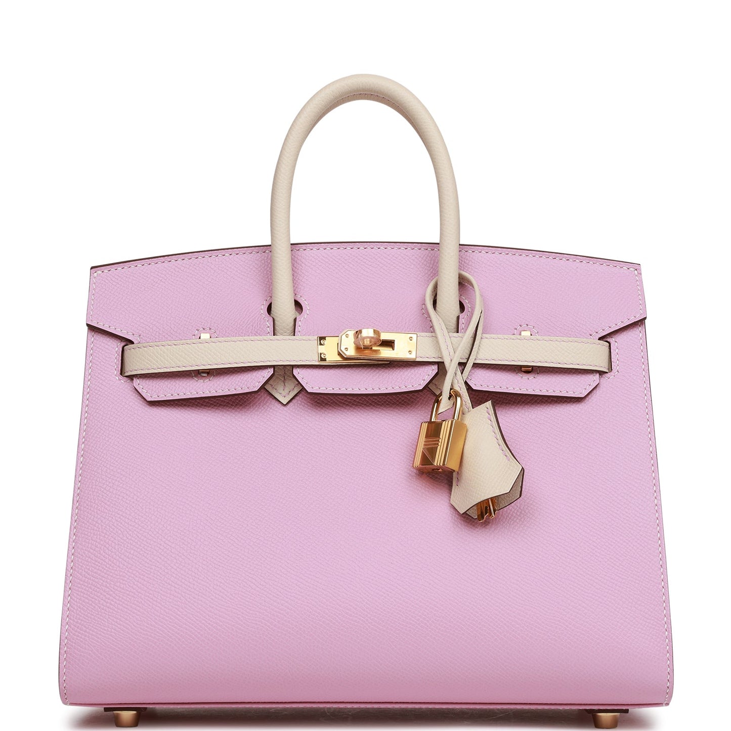 Hermes Special Order (HSS) Birkin Sellier 25 Mauve Sylvestre and Craie Epsom Rose Gold Hardware