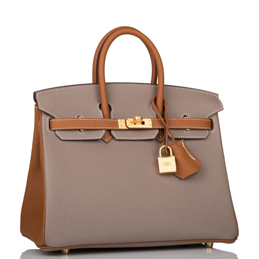 Hermes Special Order (HSS) Birkin 25 Gris Asphalte and Gold Togo Brushed Gold Hardware