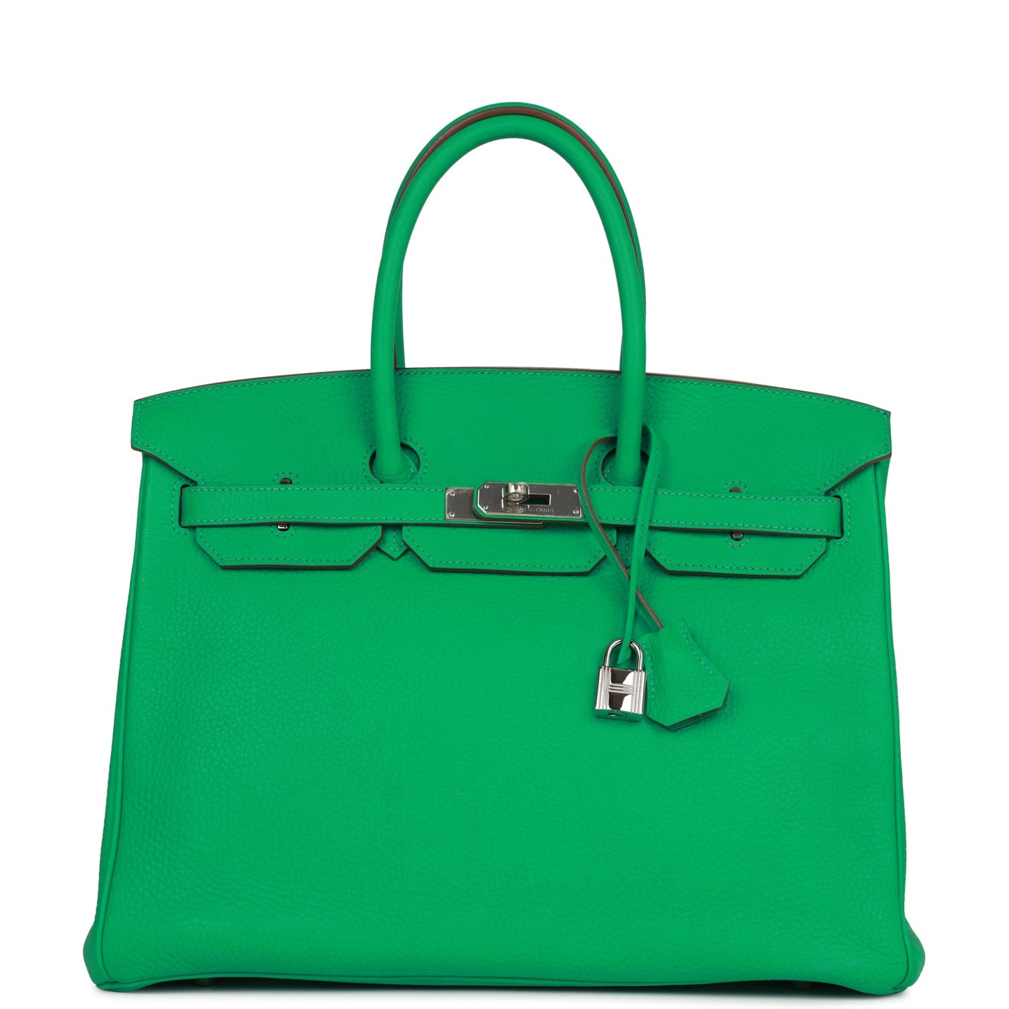 Pre-owned Hermes Birkin 35 Menthe Clemence Palladium Hardware