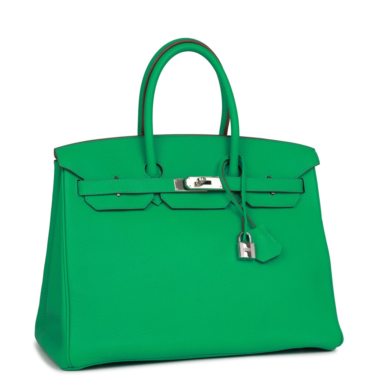 Pre-owned Hermes Birkin 35 Menthe Clemence Palladium Hardware