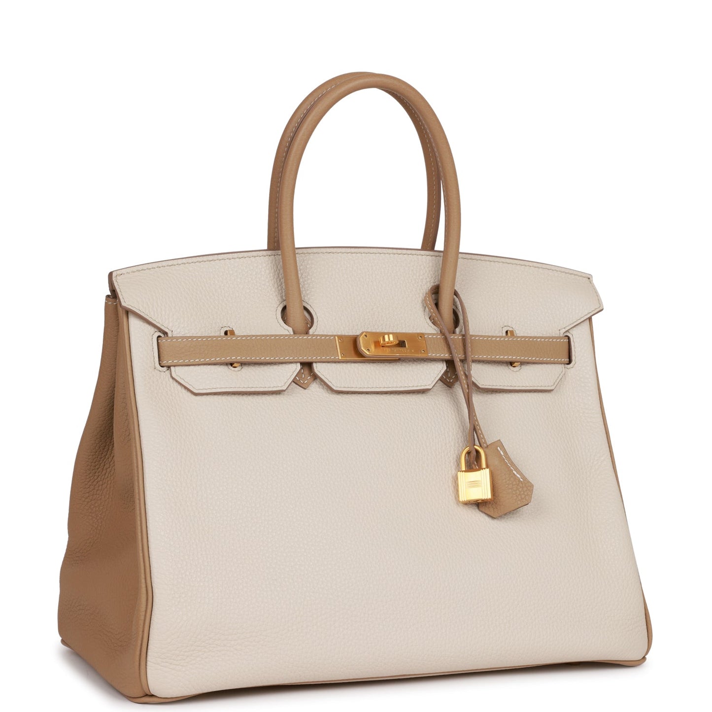 Hermes Special Order (HSS) Birkin 35 Craie and Trench Clemence Brushed Gold Hardware