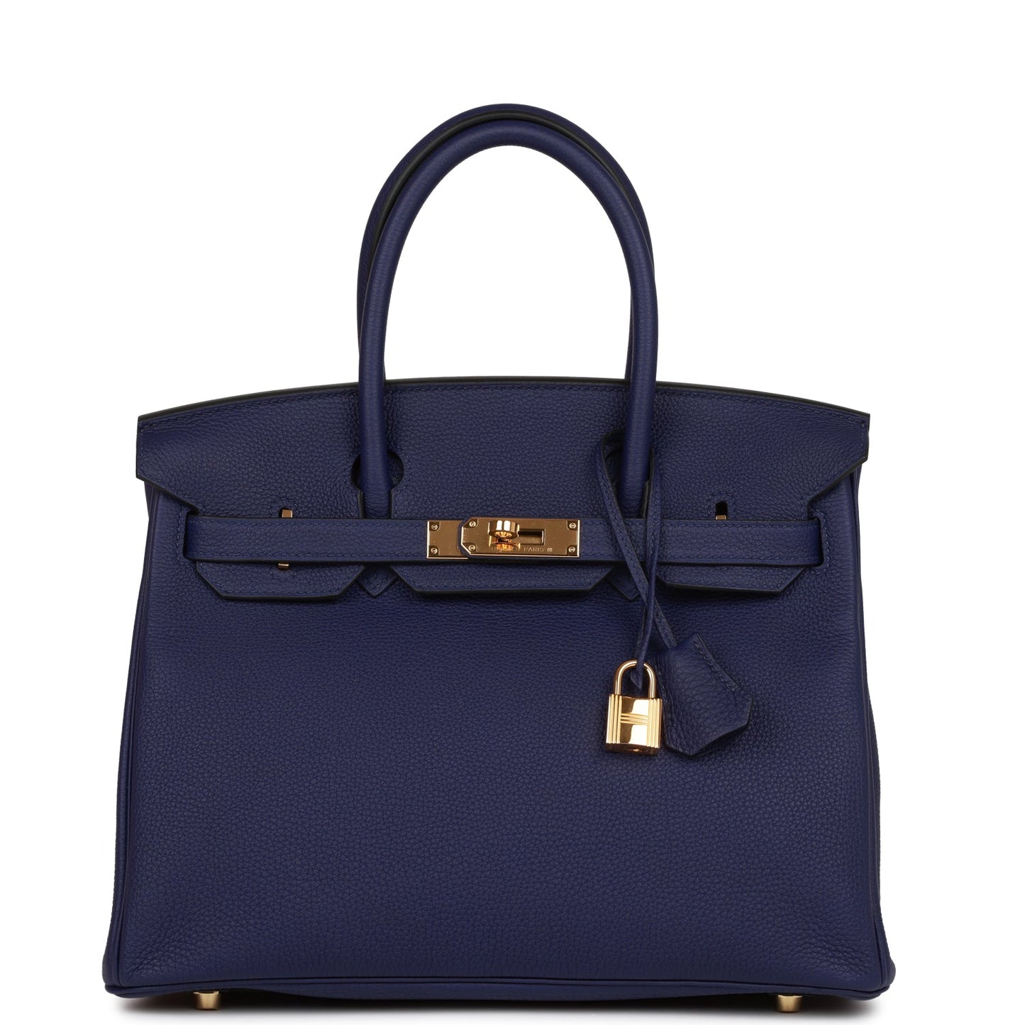 Pre-owned Hermes Birkin 30 Bleu Encre Togo Gold Hardware