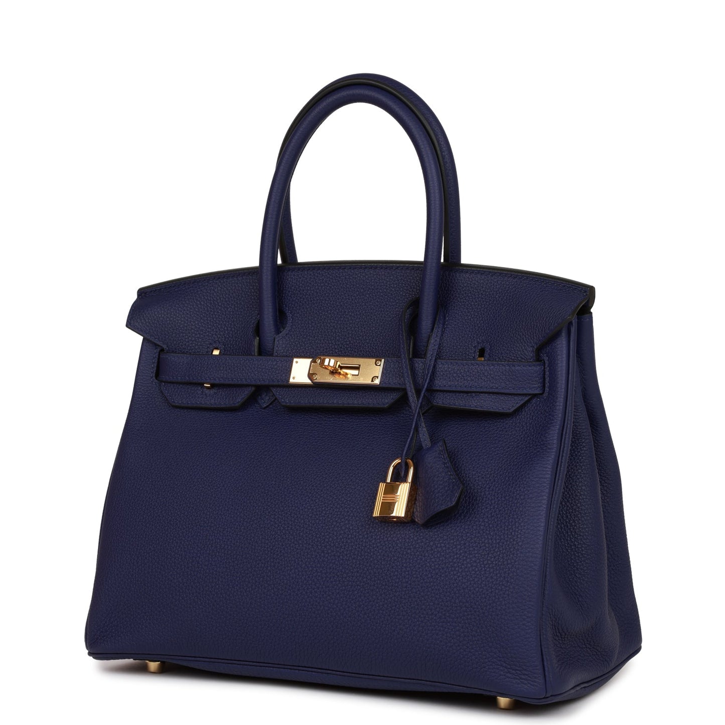 Pre-owned Hermes Birkin 30 Bleu Encre Togo Gold Hardware