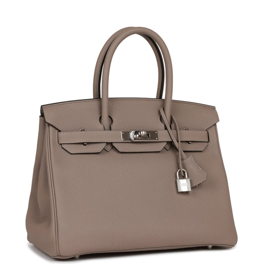 Pre-owned Hermes Birkin 30 Gris Asphalte Togo Palladium Hardware