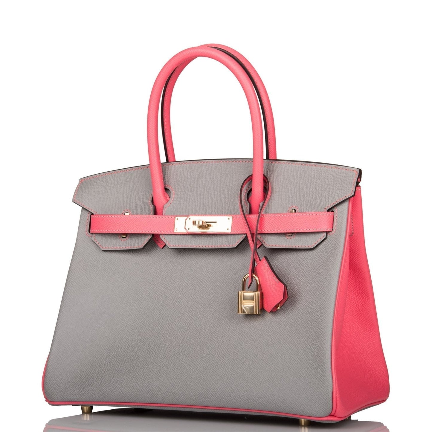 Hermes Special Order (HSS) Birkin 30 Gris Mouette and Rose Azalee Epsom Permabrass Hardware