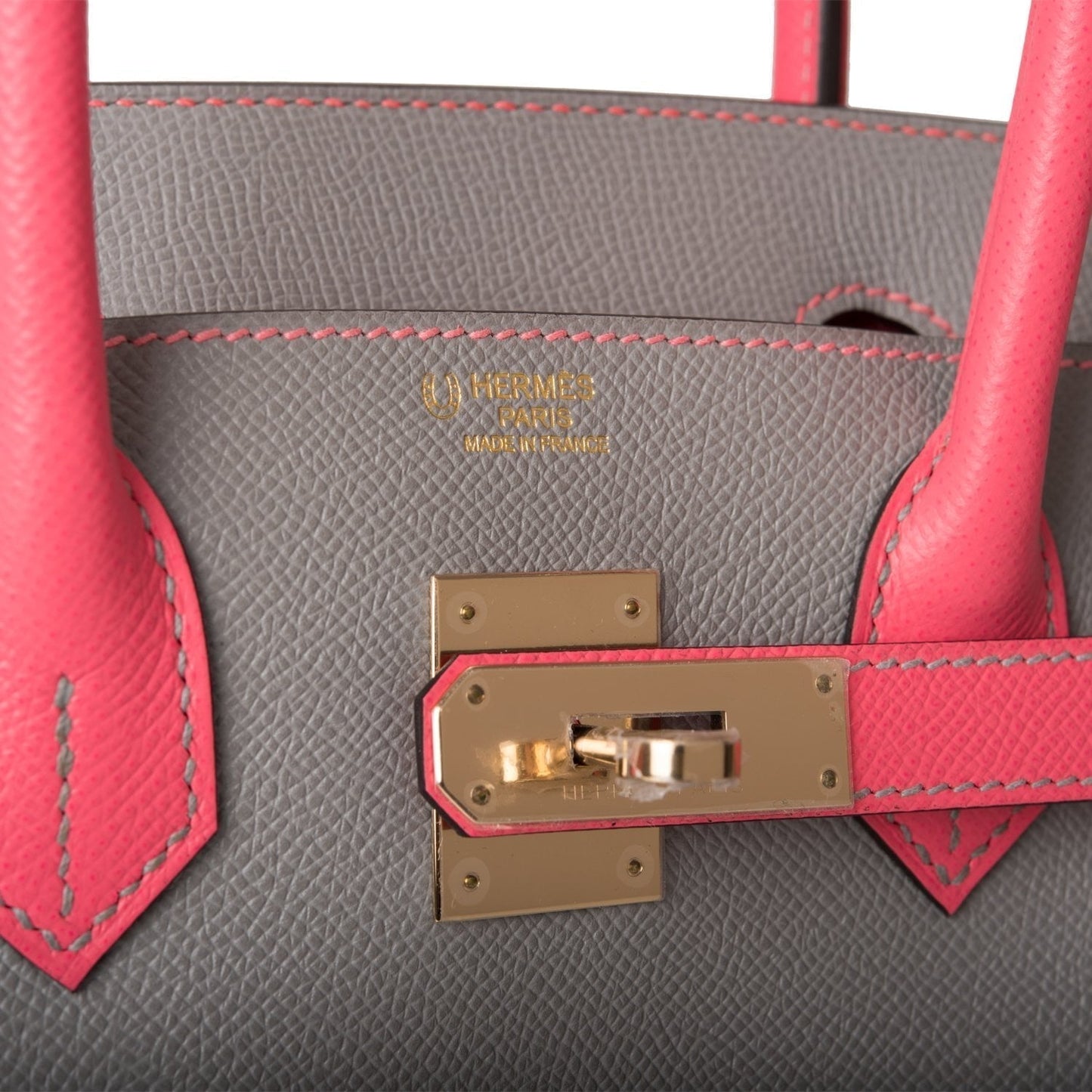 Hermes Special Order (HSS) Birkin 30 Gris Mouette and Rose Azalee Epsom Permabrass Hardware