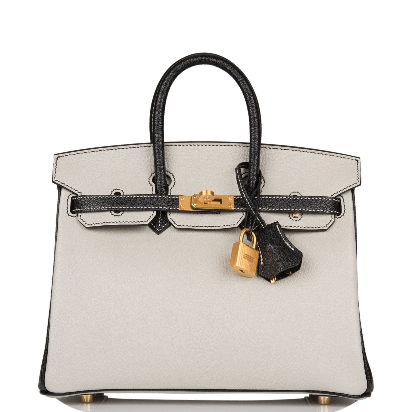 Hermes Special Order (HSS) Birkin 25 Gris Perle and Black Chèvre Brushed Gold Hardware