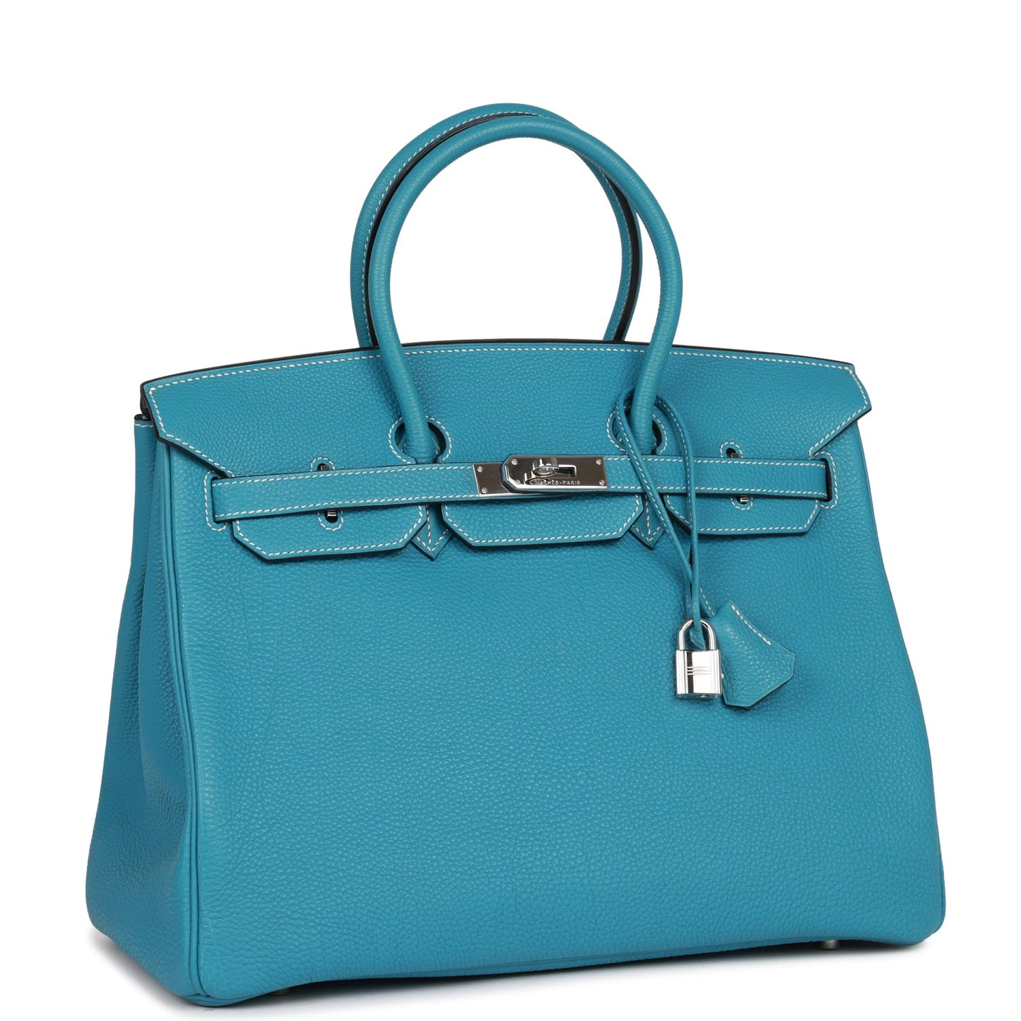 Pre-owned Hermes Birkin 35 Bleu Jean Togo Palladium Hardware