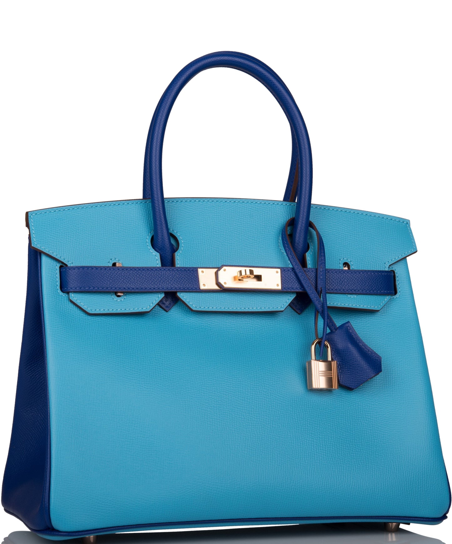 Hermes Special Order (HSS) Birkin 30 Celeste and Bleu Electric Epsom Rose Gold Hardware