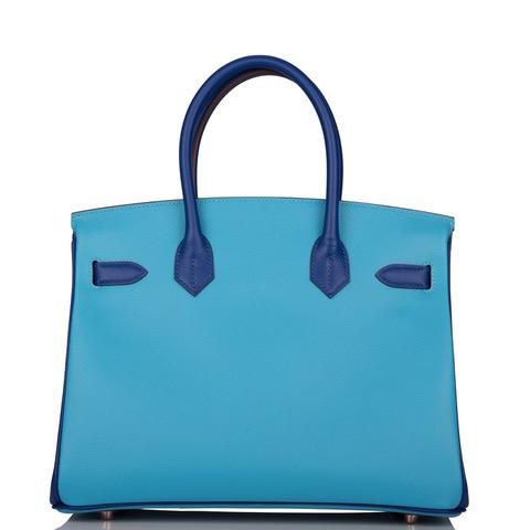 Hermes Special Order (HSS) Birkin 30 Celeste and Bleu Electric Epsom Rose Gold Hardware